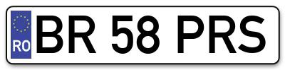 Placuta inmatriculare numar auto  BR-58-PRS, BR 58 PRS, BR58PRS