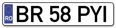 Placuta inmatriculare numar auto  BR-58-PYI, BR 58 PYI, BR58PYI