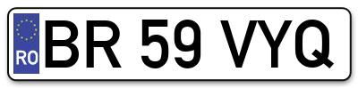 Placuta inmatriculare numar auto  BR-59-VYQ, BR 59 VYQ, BR59VYQ