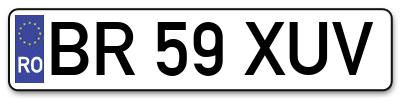 Placuta inmatriculare numar auto  BR-59-XUV, BR 59 XUV, BR59XUV