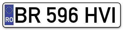 Placuta inmatriculare numar auto  BR-596-HVI, BR 596 HVI, BR596HVI