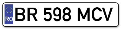 Placuta inmatriculare numar auto  BR-598-MCV, BR 598 MCV, BR598MCV