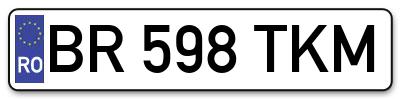 Placuta inmatriculare numar auto  BR-598-TKM, BR 598 TKM, BR598TKM