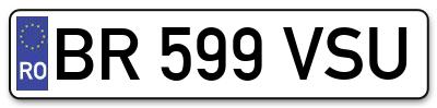 Placuta inmatriculare numar auto  BR-599-VSU, BR 599 VSU, BR599VSU