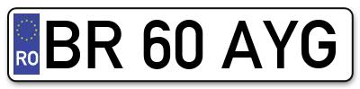 Placuta inmatriculare numar auto  BR-60-AYG, BR 60 AYG, BR60AYG