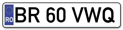 Placuta inmatriculare numar auto  BR-60-VWQ, BR 60 VWQ, BR60VWQ