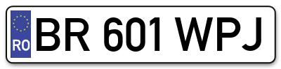 Placuta inmatriculare numar auto  BR-601-WPJ, BR 601 WPJ, BR601WPJ