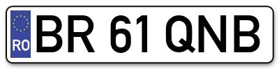 Placuta inmatriculare numar auto  BR-61-QNB, BR 61 QNB, BR61QNB