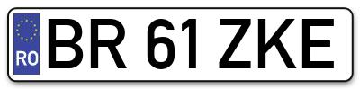 Placuta inmatriculare numar auto  BR-61-ZKE, BR 61 ZKE, BR61ZKE