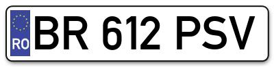 Placuta inmatriculare numar auto  BR-612-PSV, BR 612 PSV, BR612PSV