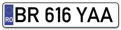 Placuta inmatriculare numar auto  BR-616-YAA, BR 616 YAA, BR616YAA