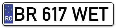 Placuta inmatriculare numar auto  BR-617-WET, BR 617 WET, BR617WET