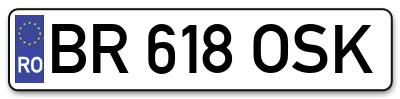 Placuta inmatriculare numar auto  BR-618-OSK, BR 618 OSK, BR618OSK
