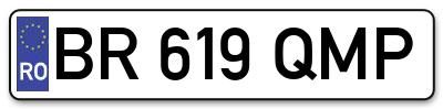 Placuta inmatriculare numar auto  BR-619-QMP, BR 619 QMP, BR619QMP