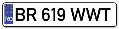 Placuta inmatriculare numar auto  BR-619-WWT, BR 619 WWT, BR619WWT