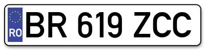 Placuta inmatriculare numar auto  BR-619-ZCC, BR 619 ZCC, BR619ZCC