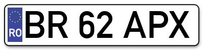 Placuta inmatriculare numar auto  BR-62-APX, BR 62 APX, BR62APX