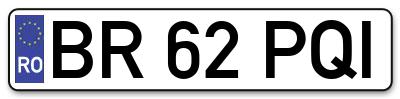 Placuta inmatriculare numar auto  BR-62-PQI, BR 62 PQI, BR62PQI