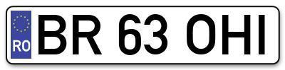 Placuta inmatriculare numar auto  BR-63-OHI, BR 63 OHI, BR63OHI