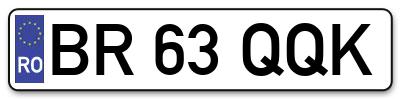 Placuta inmatriculare numar auto  BR-63-QQK, BR 63 QQK, BR63QQK