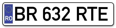 Placuta inmatriculare numar auto  BR-632-RTE, BR 632 RTE, BR632RTE