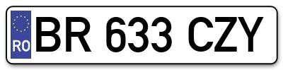 Placuta inmatriculare numar auto  BR-633-CZY, BR 633 CZY, BR633CZY