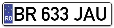 Placuta inmatriculare numar auto  BR-633-JAU, BR 633 JAU, BR633JAU