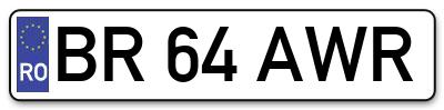 Placuta inmatriculare numar auto  BR-64-AWR, BR 64 AWR, BR64AWR