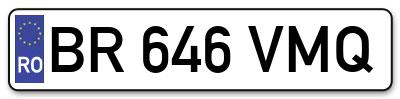 Placuta inmatriculare numar auto  BR-646-VMQ, BR 646 VMQ, BR646VMQ