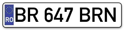 Placuta inmatriculare numar auto  BR-647-BRN, BR 647 BRN, BR647BRN