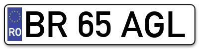 Placuta inmatriculare numar auto  BR-65-AGL, BR 65 AGL, BR65AGL