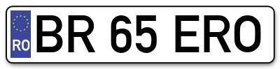 Placuta inmatriculare numar auto  BR-65-ERO, BR 65 ERO, BR65ERO