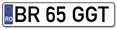 Placuta inmatriculare numar auto  BR-65-GGT, BR 65 GGT, BR65GGT