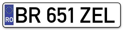 Placuta inmatriculare numar auto  BR-651-ZEL, BR 651 ZEL, BR651ZEL