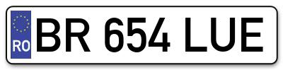 Placuta inmatriculare numar auto  BR-654-LUE, BR 654 LUE, BR654LUE