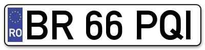 Placuta inmatriculare numar auto  BR-66-PQI, BR 66 PQI, BR66PQI