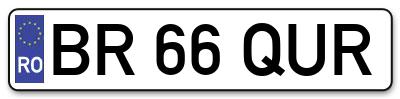 Placuta inmatriculare numar auto  BR-66-QUR, BR 66 QUR, BR66QUR