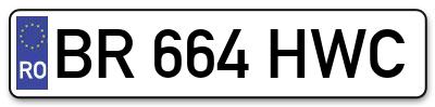 Placuta inmatriculare numar auto  BR-664-HWC, BR 664 HWC, BR664HWC