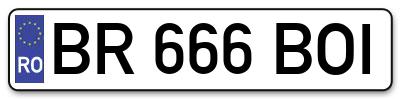 Placuta inmatriculare numar auto  BR-666-BOI, BR 666 BOI, BR666BOI