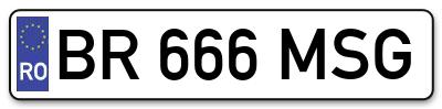 Placuta inmatriculare numar auto  BR-666-MSG, BR 666 MSG, BR666MSG