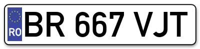 Placuta inmatriculare numar auto  BR-667-VJT, BR 667 VJT, BR667VJT