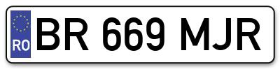 Placuta inmatriculare numar auto  BR-669-MJR, BR 669 MJR, BR669MJR