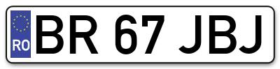 Placuta inmatriculare numar auto  BR-67-JBJ, BR 67 JBJ, BR67JBJ