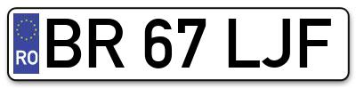 Placuta inmatriculare numar auto  BR-67-LJF, BR 67 LJF, BR67LJF