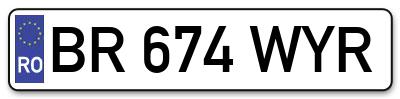 Placuta inmatriculare numar auto  BR-674-WYR, BR 674 WYR, BR674WYR