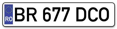 Placuta inmatriculare numar auto  BR-677-DCO, BR 677 DCO, BR677DCO