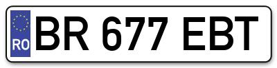 Placuta inmatriculare numar auto  BR-677-EBT, BR 677 EBT, BR677EBT
