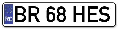 Placuta inmatriculare numar auto  BR-68-HES, BR 68 HES, BR68HES