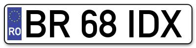 Placuta inmatriculare numar auto  BR-68-IDX, BR 68 IDX, BR68IDX