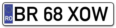 Placuta inmatriculare numar auto  BR-68-XOW, BR 68 XOW, BR68XOW